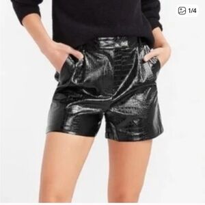 Express High rise pleather snake print shorts